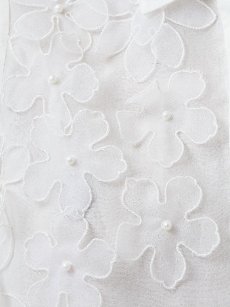 French Connection Camden 3D Floral Embellished Shirt Summer White