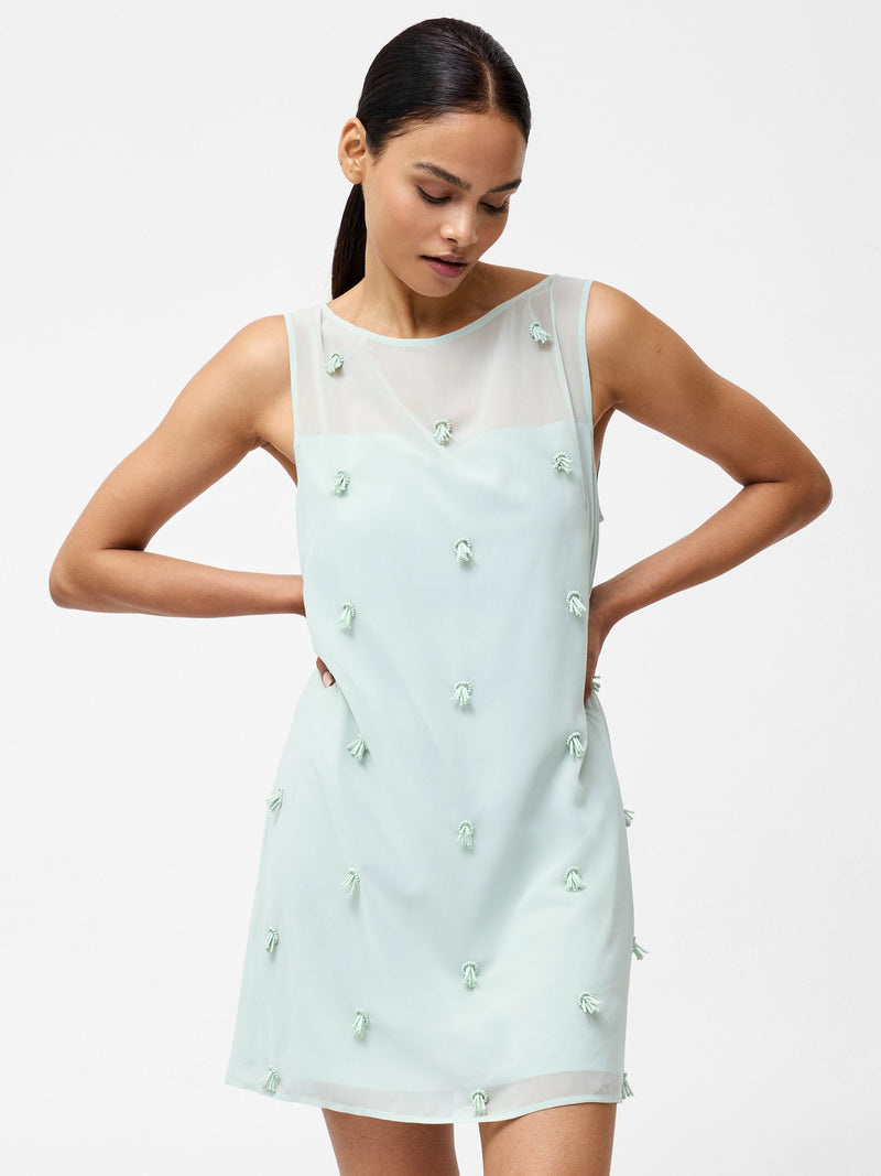 French Connection Cameron Embellished Shift Dress Sea Mist Green