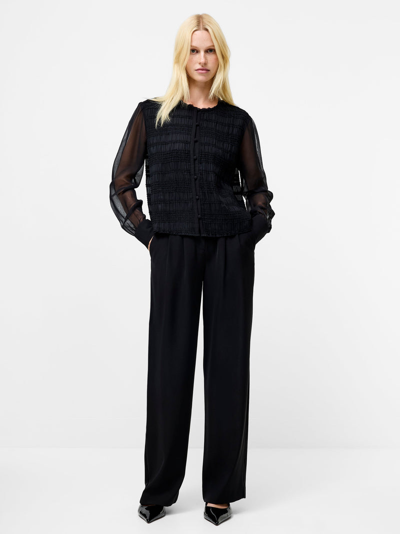 French Connection Canary Pleated Long Sleeve Shirt Black