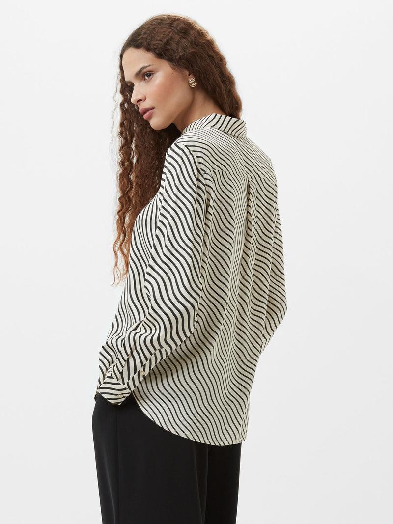 French Connection Candice Satin Stripe Shirt Black/Cream