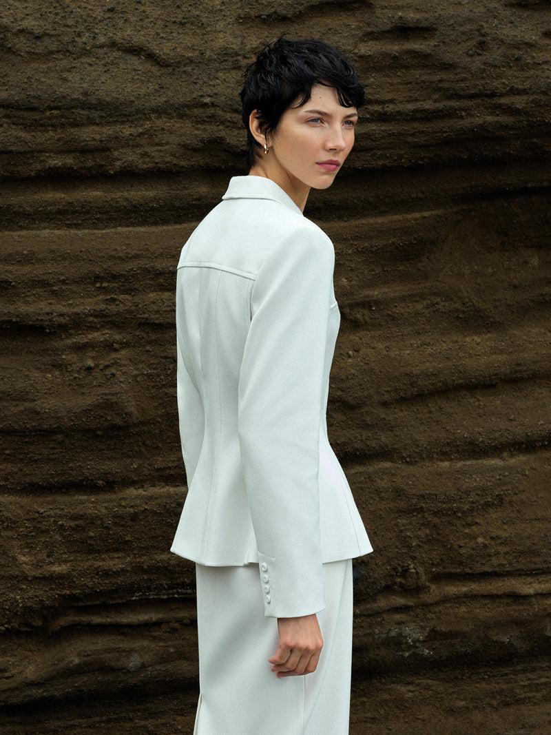 french connection Cannes Twill Fitted Blazer Summer White