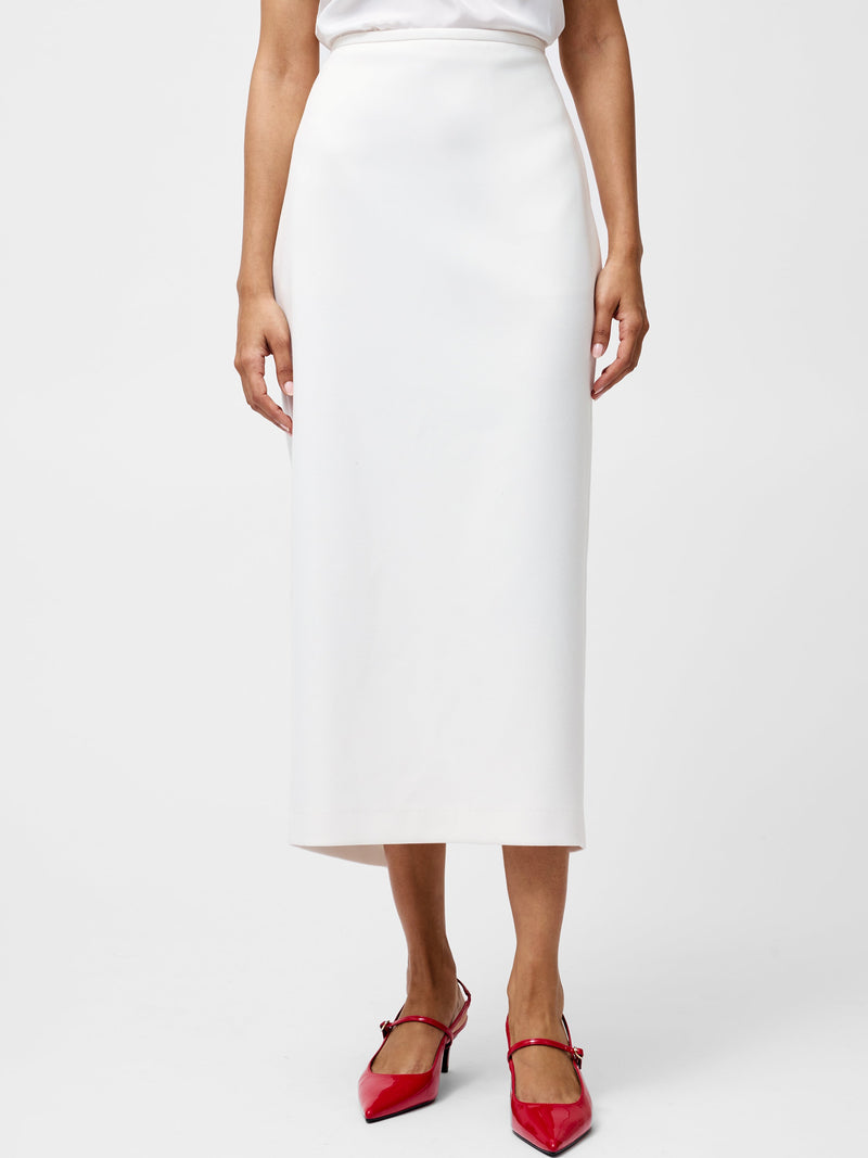 French Connection Cannes Twill Split Midi Skirt Summer White