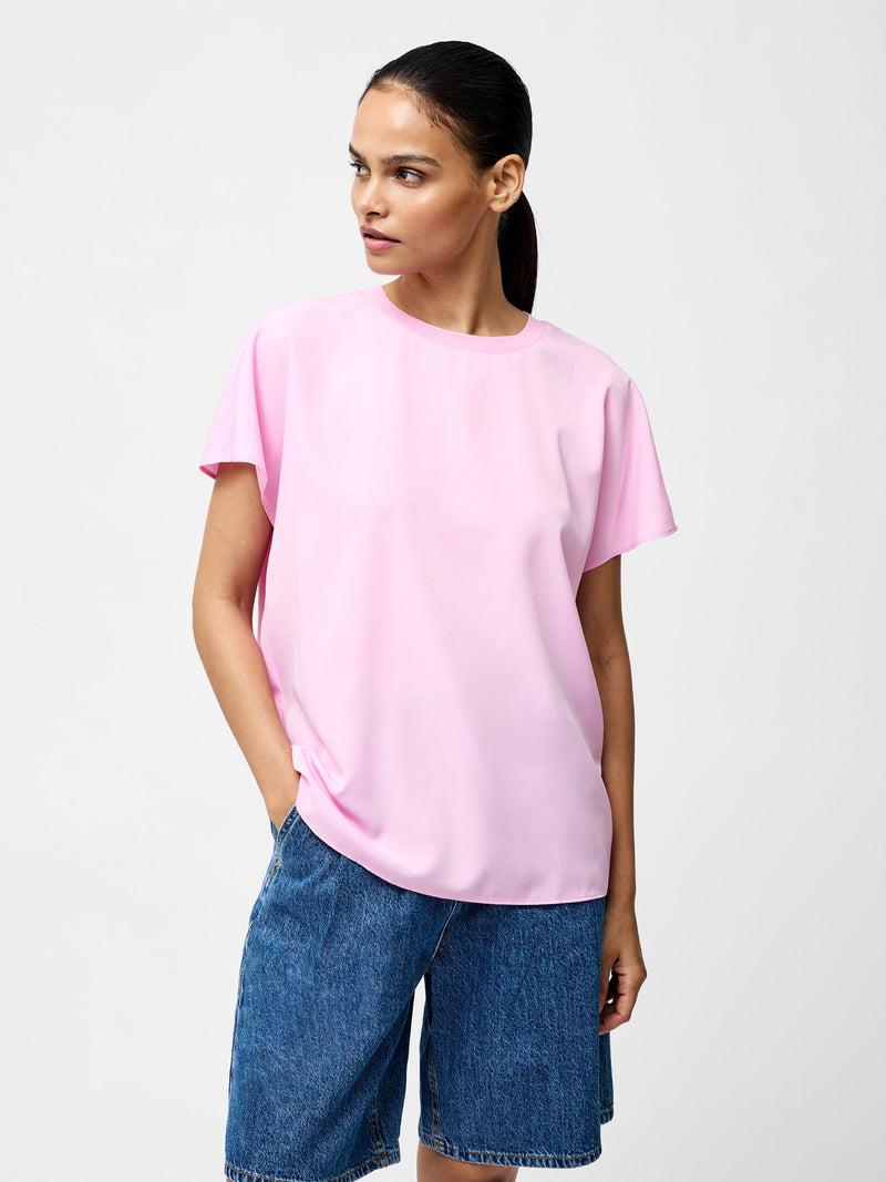 French Connection Capriana Crepe Crew Neck Top Bubblegum Pink