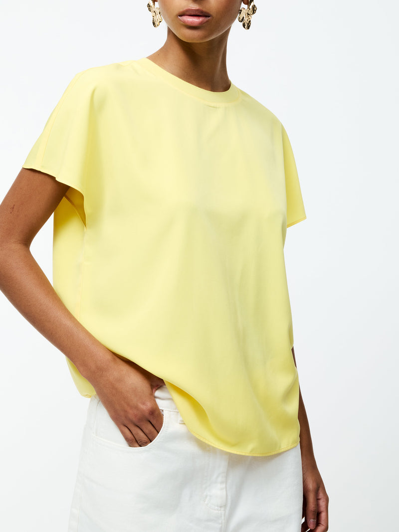 French Connection Capriana Crepe Crew Neck Top Butter Yellow