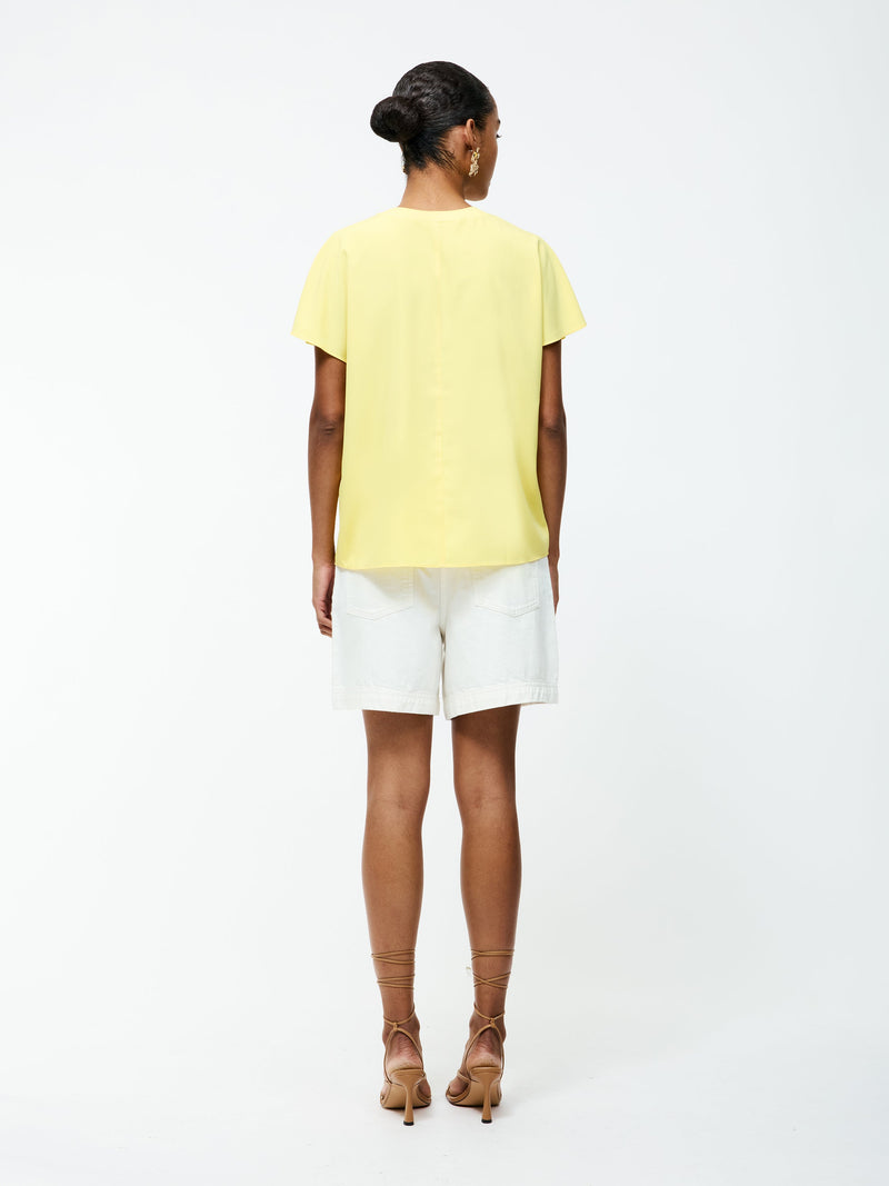 French Connection Capriana Crepe Crew Neck Top Butter Yellow