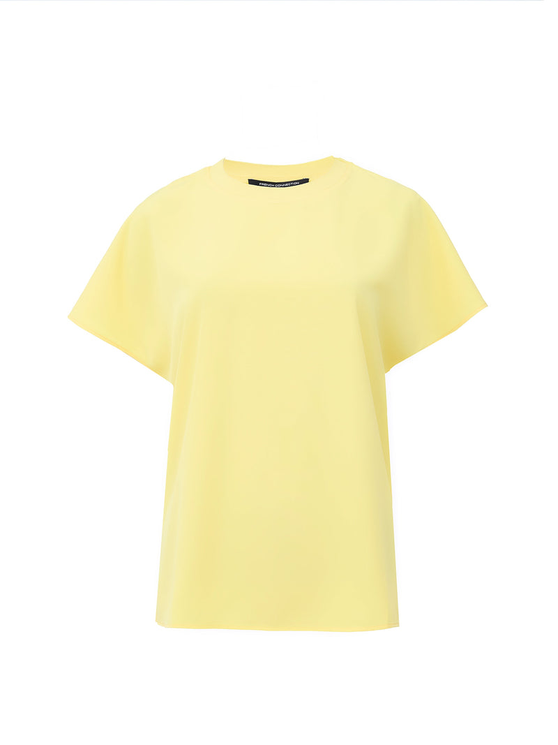 French Connection Capriana Crepe Crew Neck Top Butter Yellow