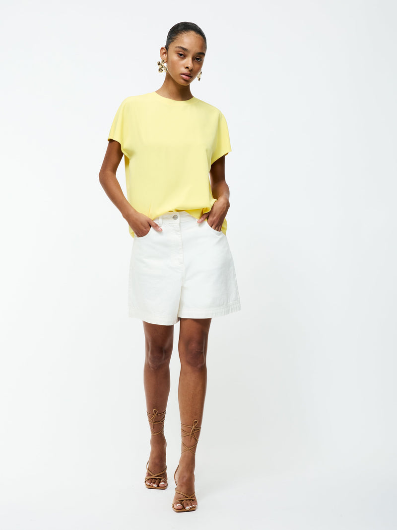 french connection Capriana Crepe Crew Neck Top Butter Yellow