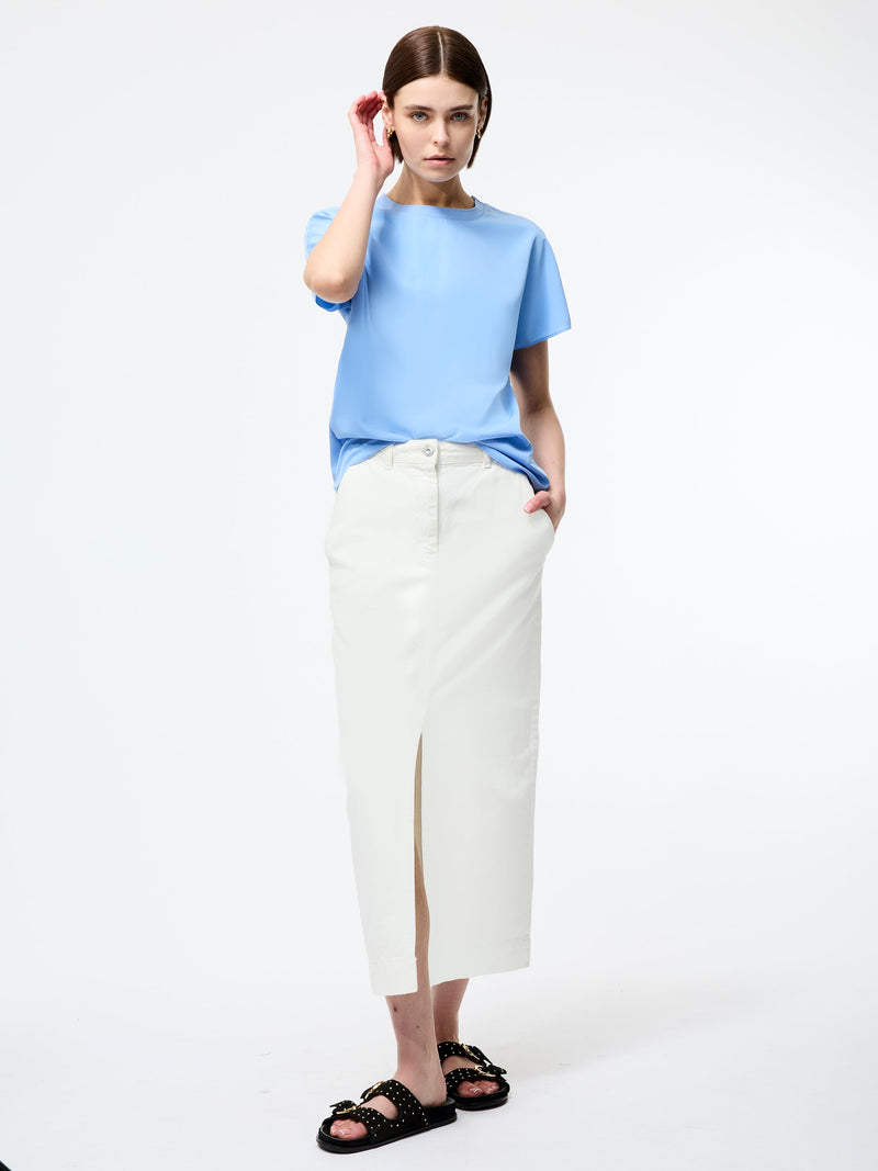 French Connection Capriana Crepe Crew Neck Top Cornflower Blue