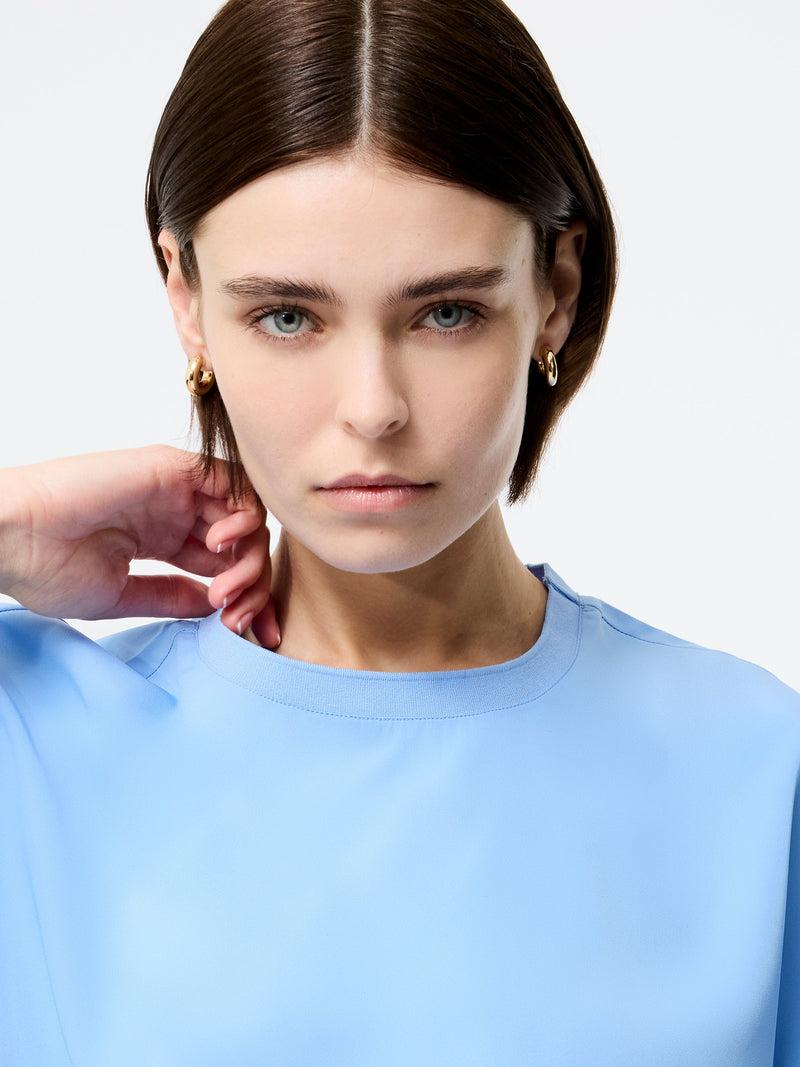 French Connection Capriana Crepe Crew Neck Top Cornflower Blue