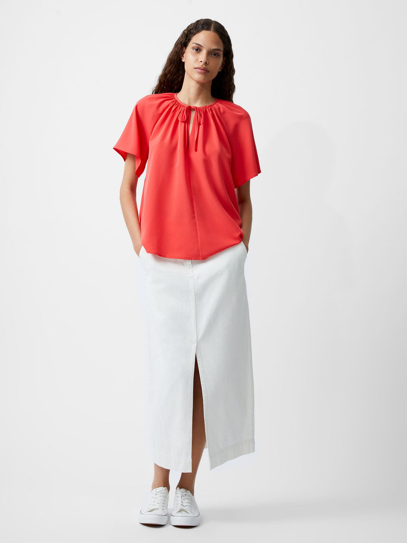 French Connection Capriana Crepe Light Top Cayenne Red