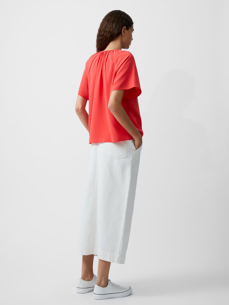 French Connection Capriana Crepe Light Top Cayenne Red