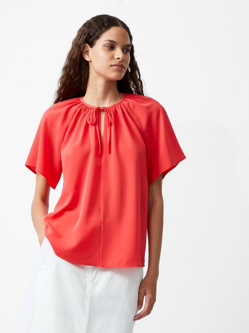 french connection Capriana Crepe Light Top Cayenne Red