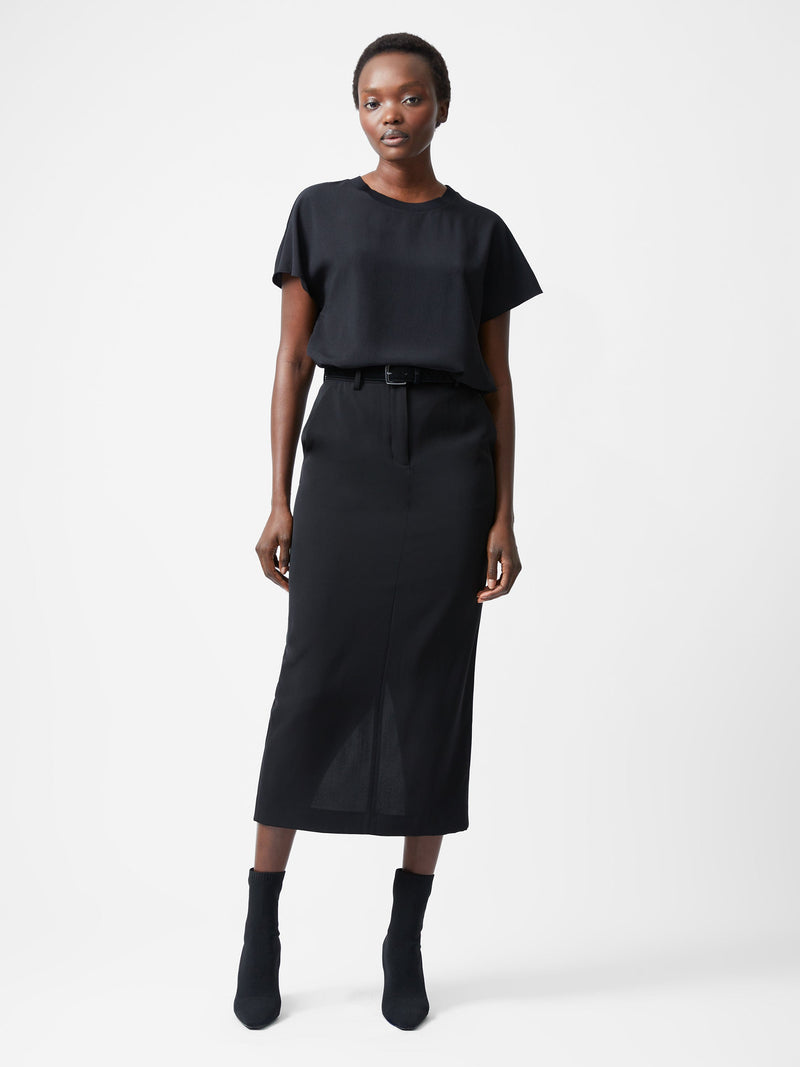 French Connection Caprina Recycled Crepe Crew Neck Top Black