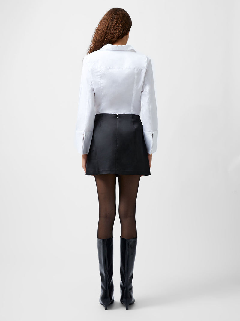 French Connection Carey Satin Embellished Pocket Mini Skirt Black