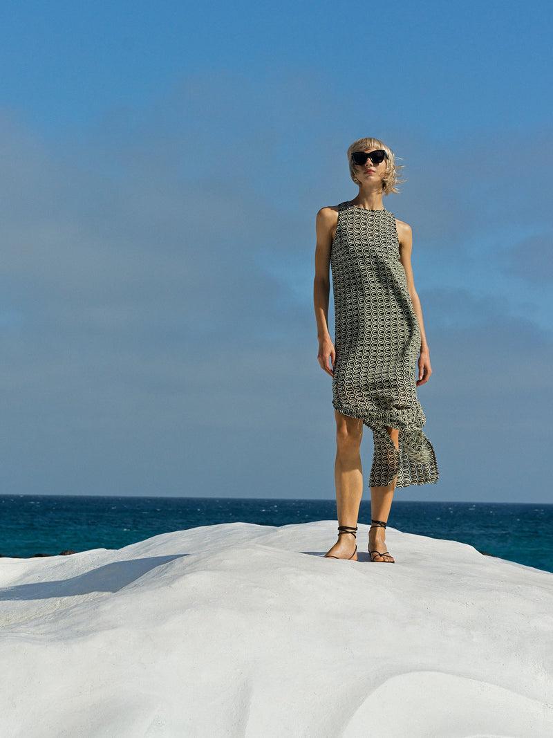 french connection Carly Jersey Tunic Maxi Dress Black/Cream