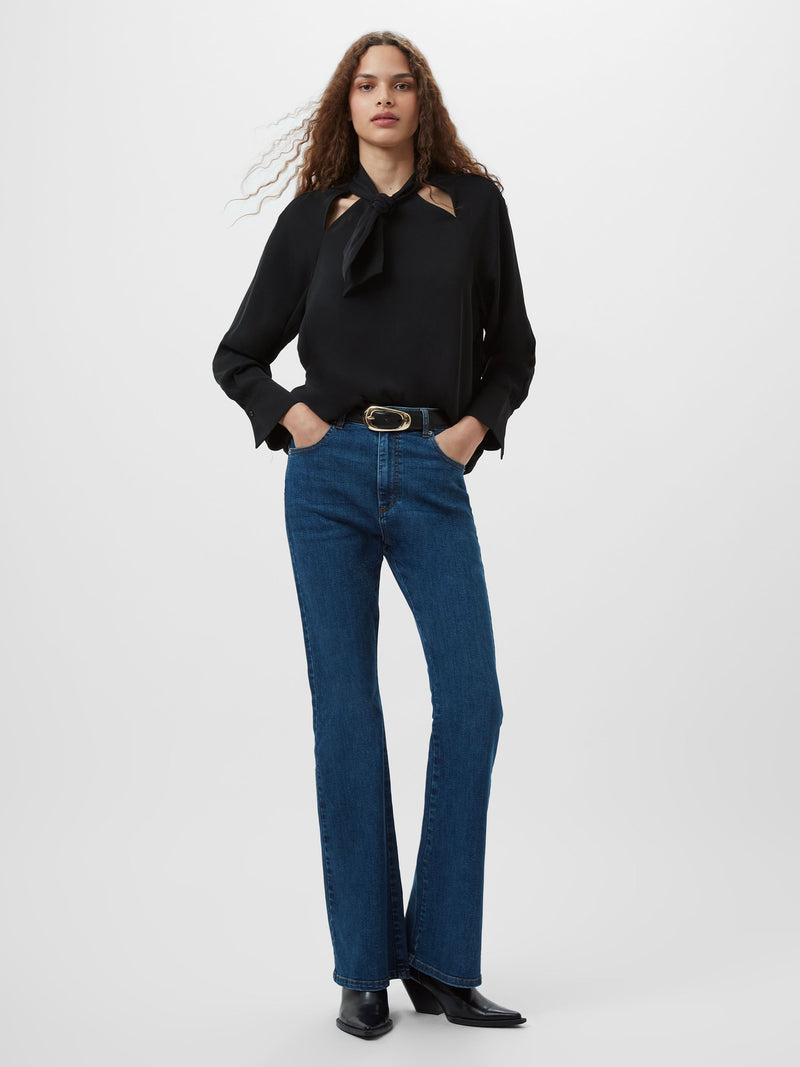 French Connection Carmen Recycled Crepe Tie Blouse Blackout