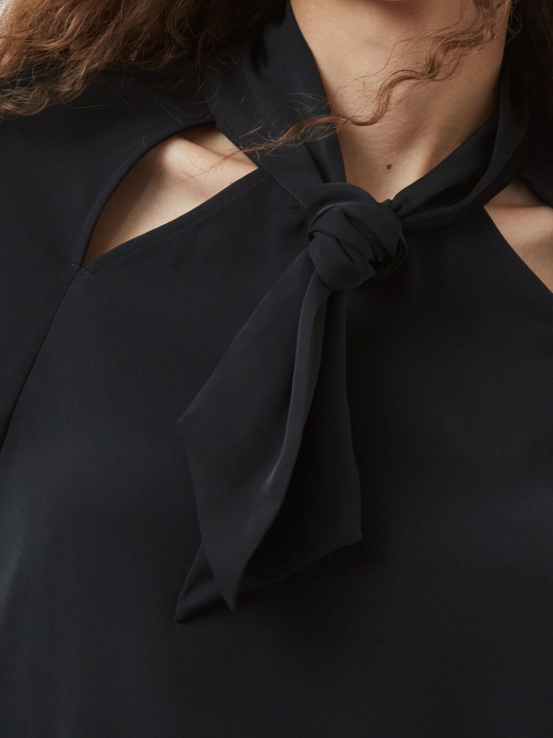 French Connection Carmen Recycled Crepe Tie Blouse Blackout