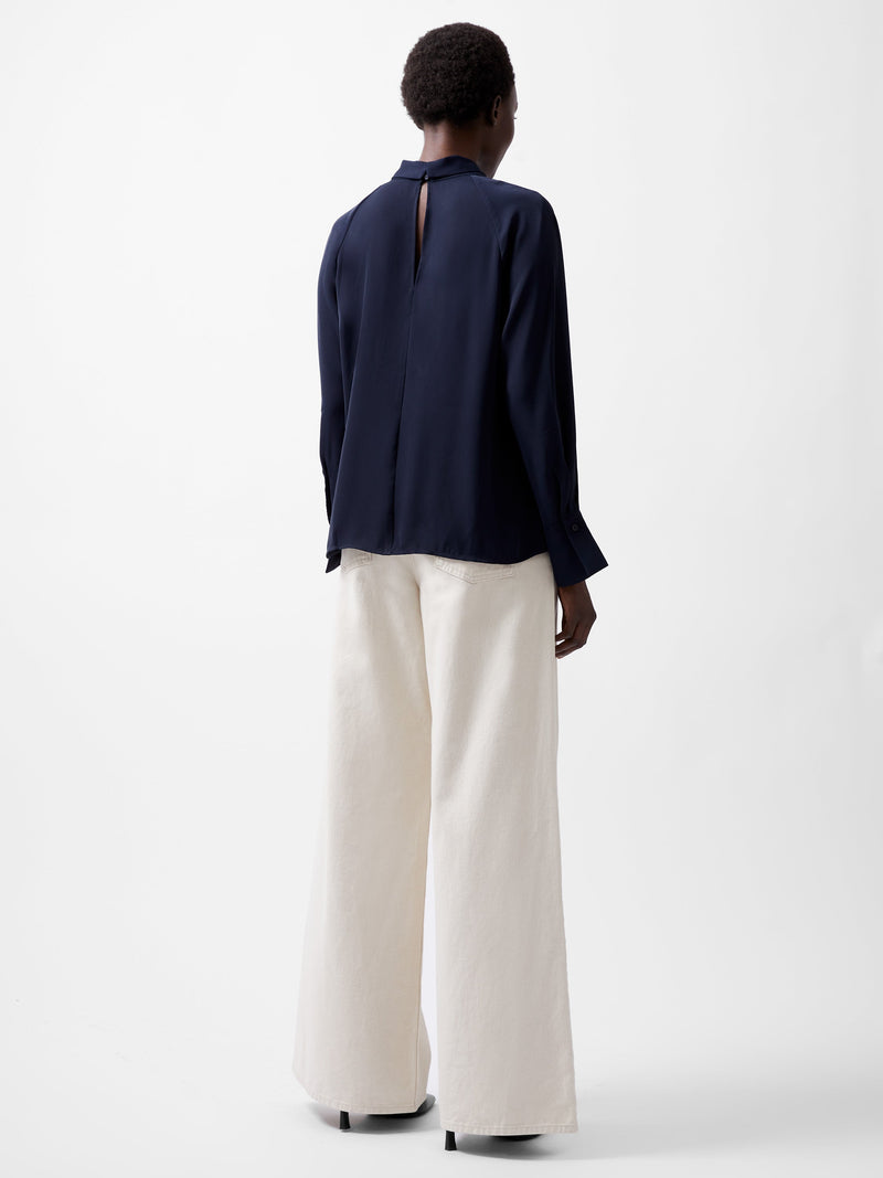 French Connection Carmen Recycled Crepe Tie Blouse Marine
