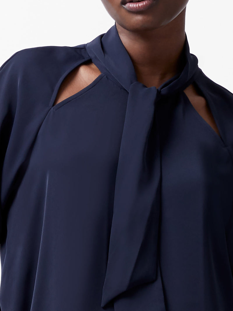 French Connection Carmen Recycled Crepe Tie Blouse Marine