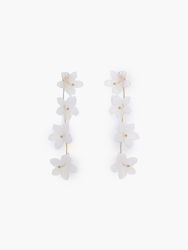french connection Cascade Floral Drop Earrings White