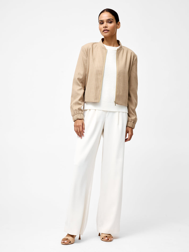 French Connection Caspian Tailored Bomber Jacket Camel Stripe