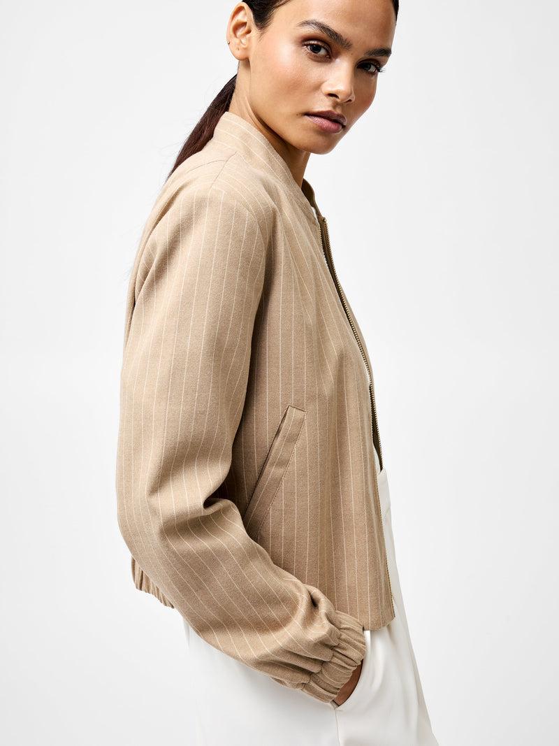 French Connection Caspian Tailored Bomber Jacket Camel Stripe