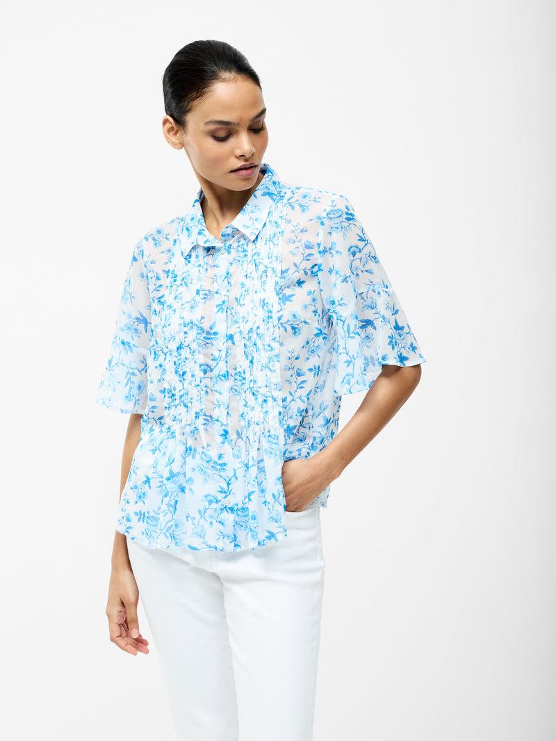 French Connection Catrina Pintuck Shirt Blue Sea Star