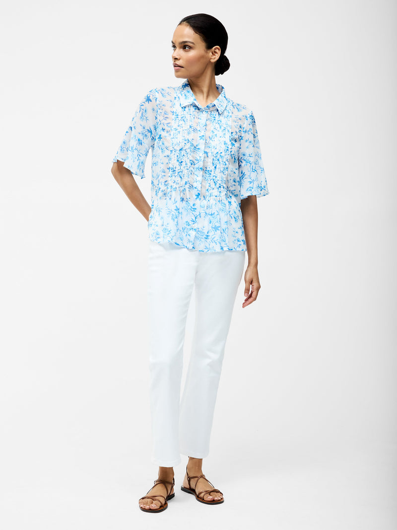 French Connection Catrina Pintuck Shirt Blue Sea Star