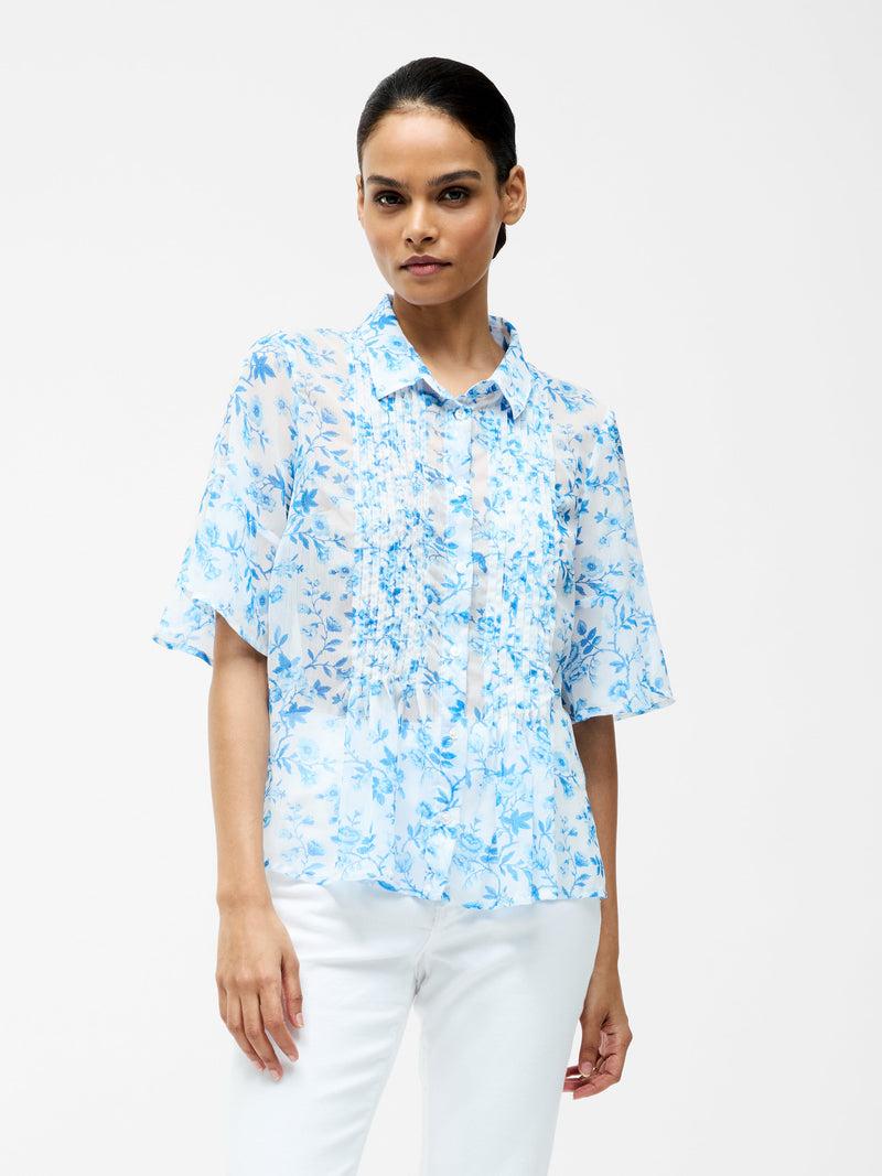 french connection Catrina Pintuck Shirt Blue Sea Star