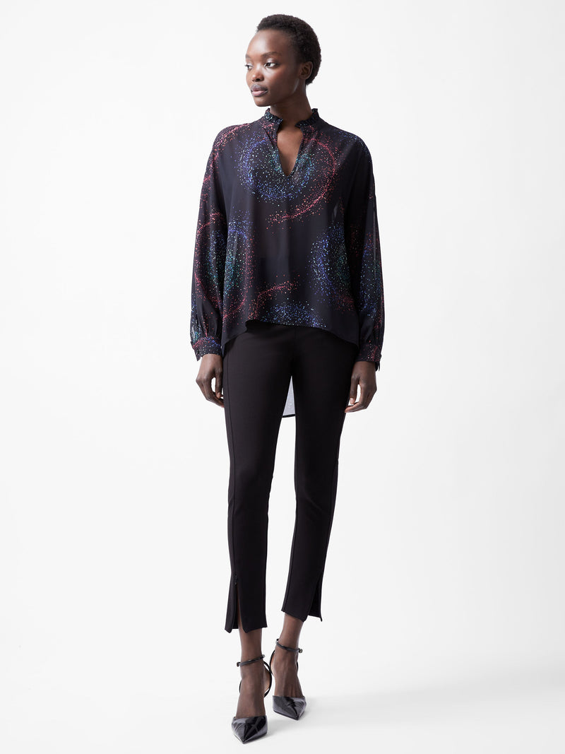 French Connection Cecily Estella Georgette Poet Blouse Blackout Multi