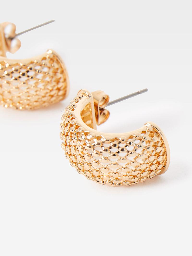 French Connection Chain Textured Half Hoop Earrings