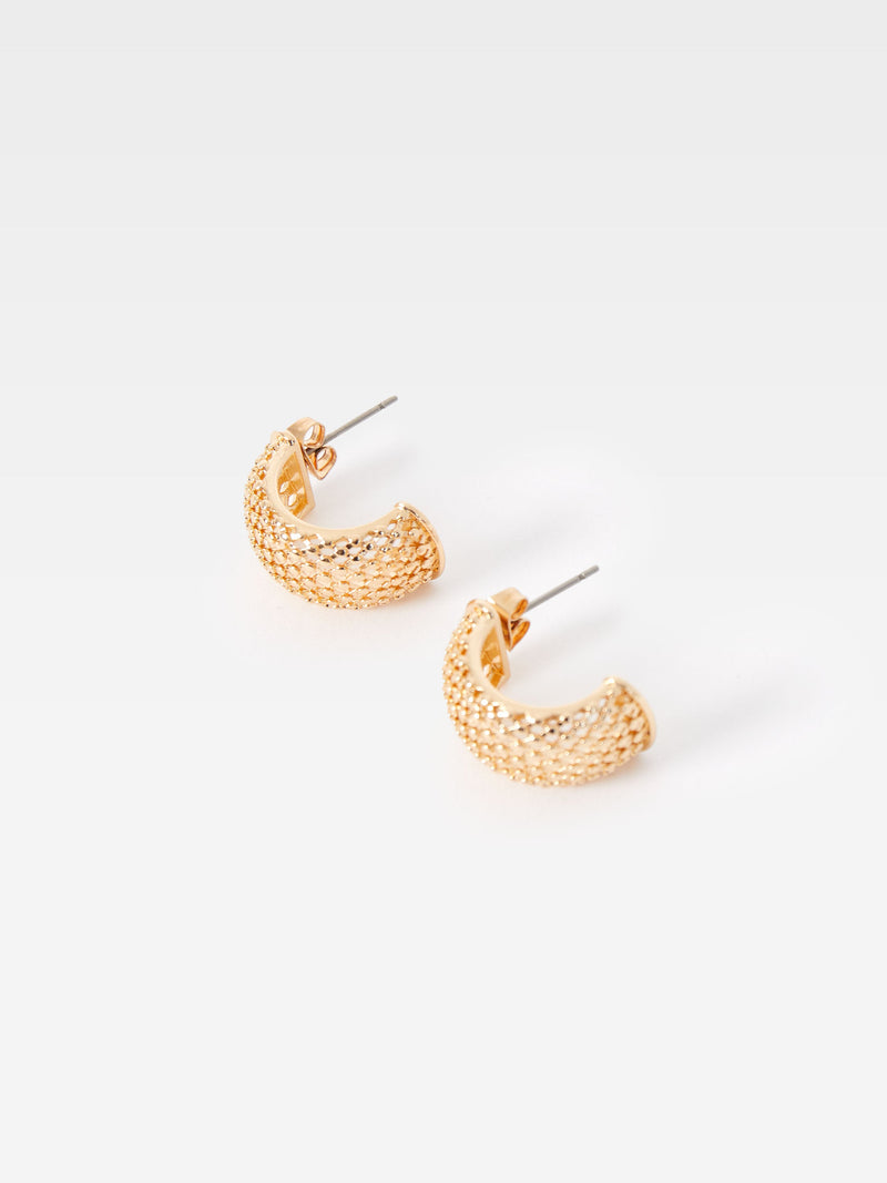 French Connection Chain Textured Half Hoop Earrings