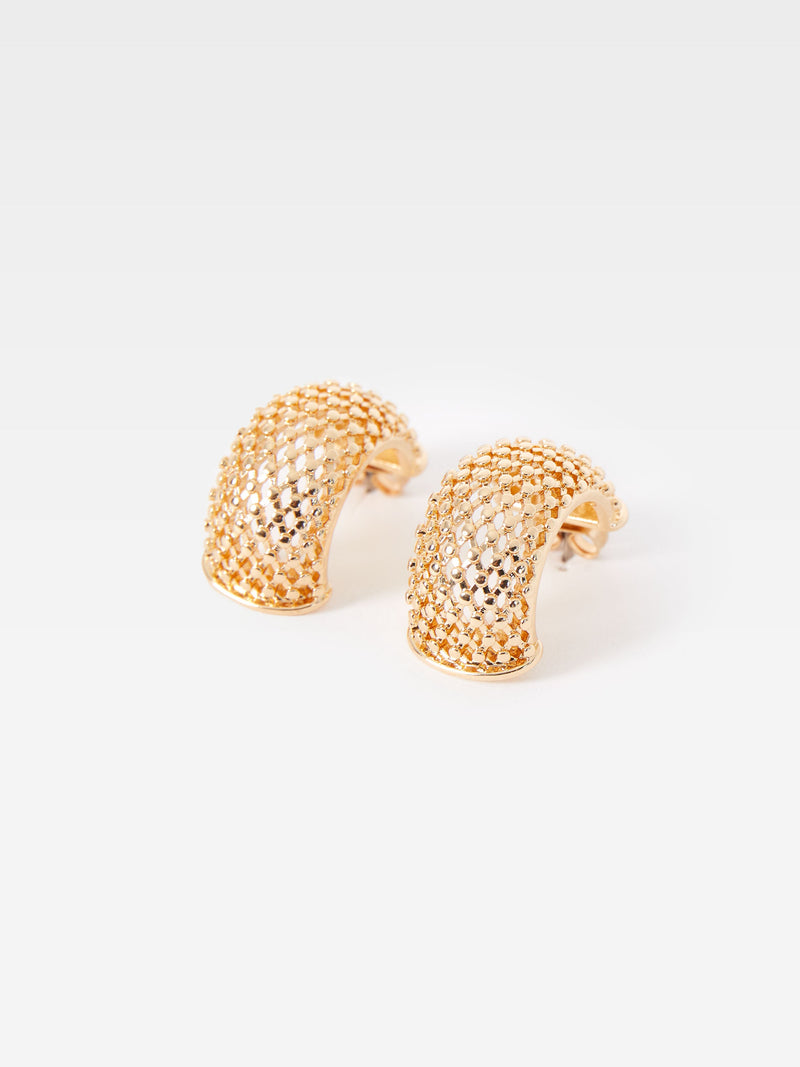 french connection Chain Textured Half Hoop Earrings
