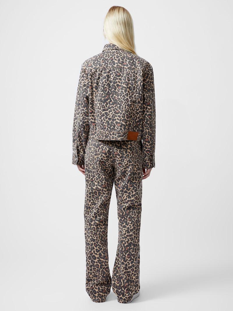 French Connection Charlie Leopard Print Denim Jacket Leopard Sand Multi