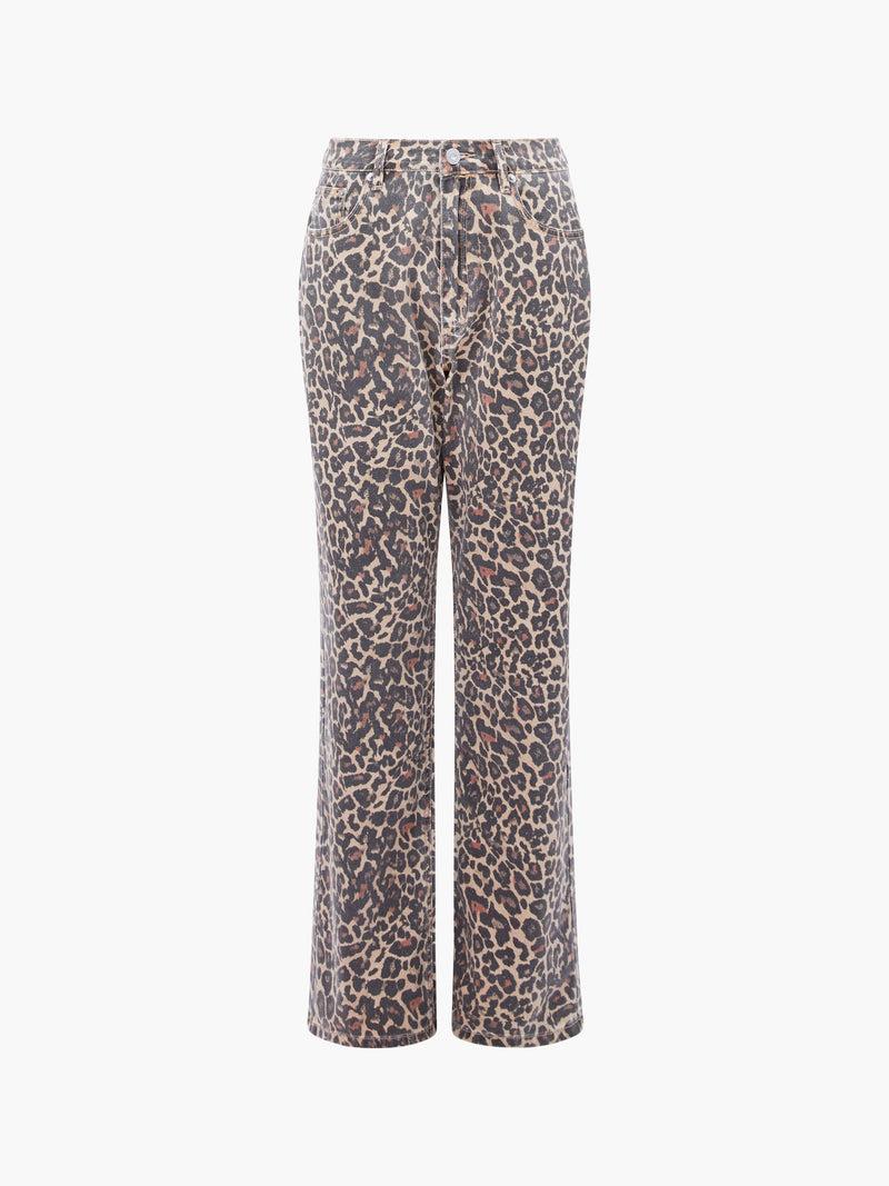 French Connection Charlie Leopard Print Straight Leg Jeans Leopard Sand Multi