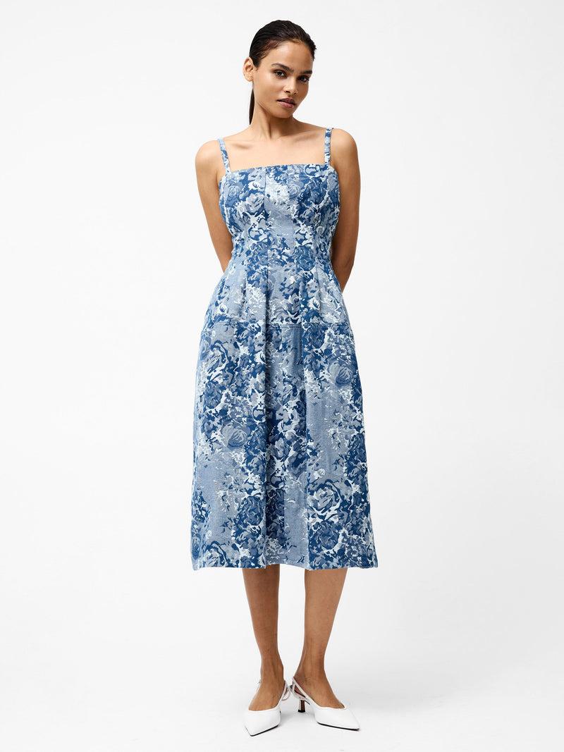 French Connection Charlotte Denim Jacquard Dress Light Wash