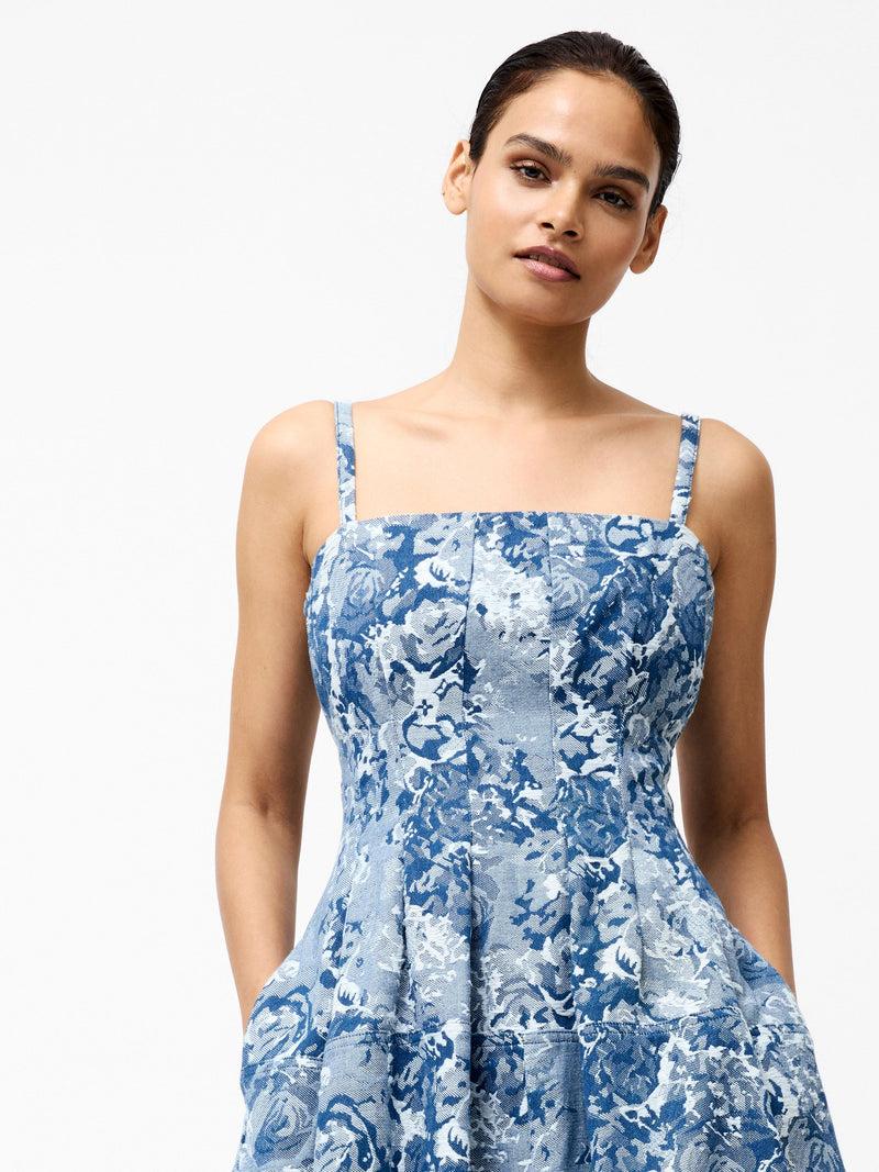 French Connection Charlotte Denim Jacquard Dress Light Wash
