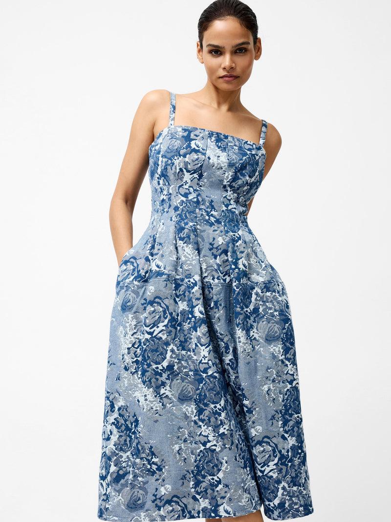 french connection Charlotte Denim Jacquard Dress Light Wash