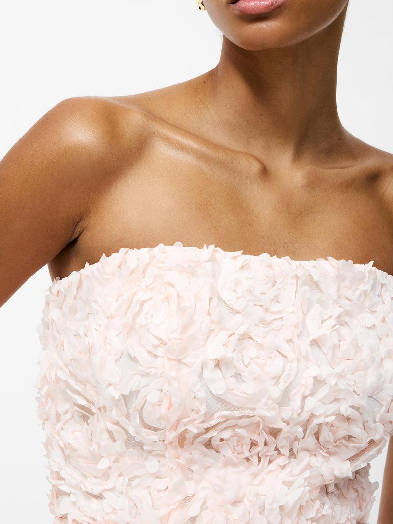 French Connection Cher Rosette Textured Bandeau Mini Dress Blush Pink