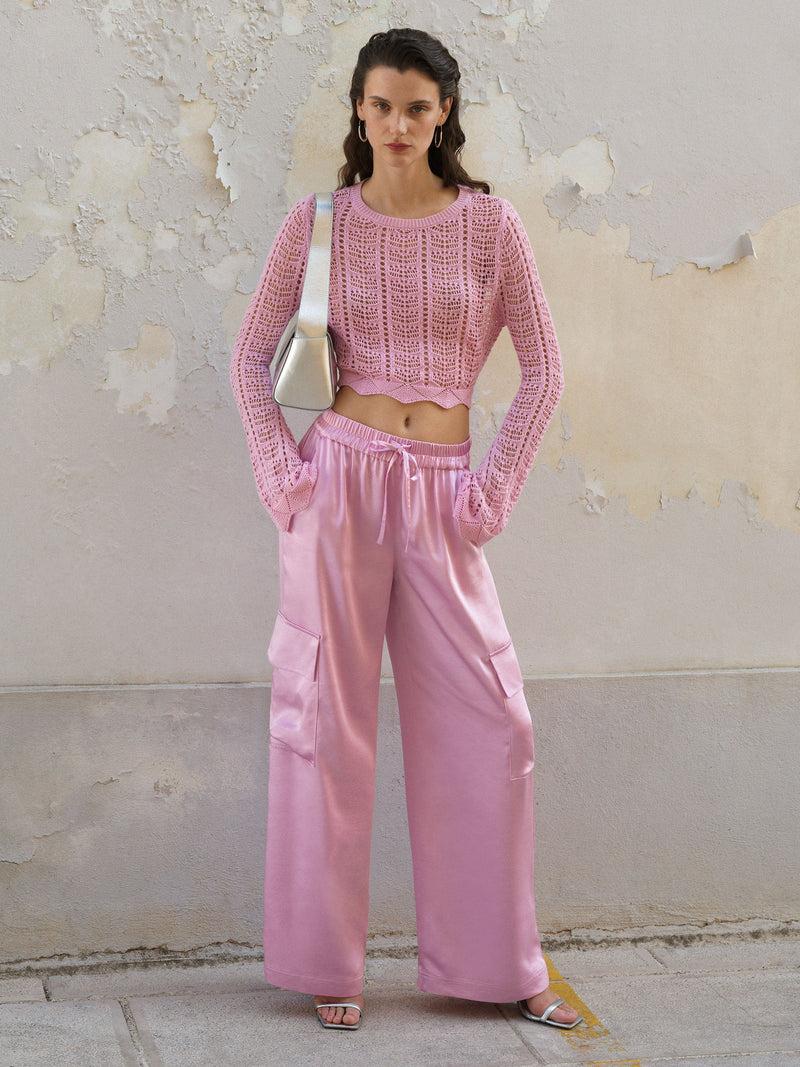 french connection Chloetta Recycled Cargo Trousers Strawberry Shake