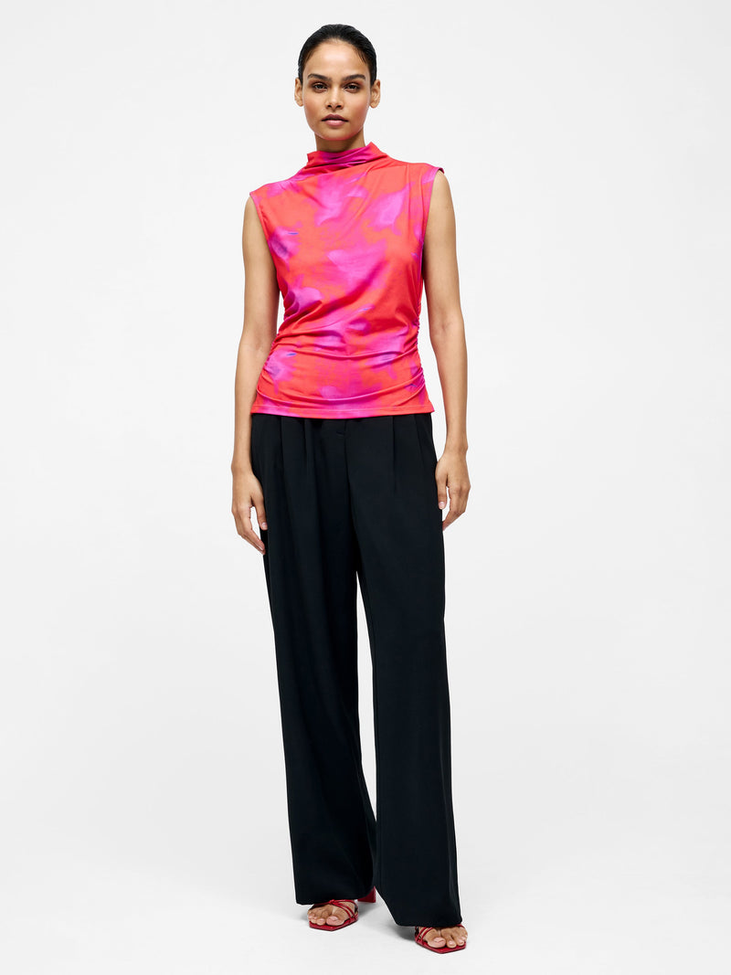 French Connection Christy Ruched Sleeveless Top Raspberry Sorbet