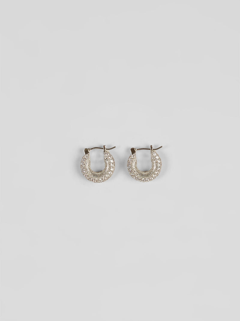 french connection Chunky 3D Diamante Huggie Hoop Earrings Diamente