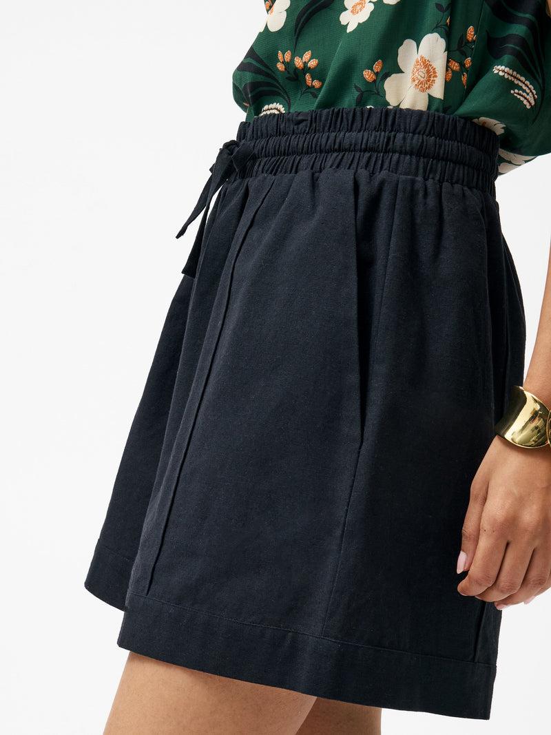 French Connection Clare Linen Blend Tie Shorts Black