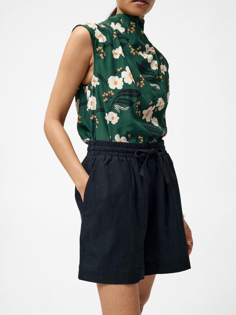 french connection Clare Linen Blend Tie Shorts Black