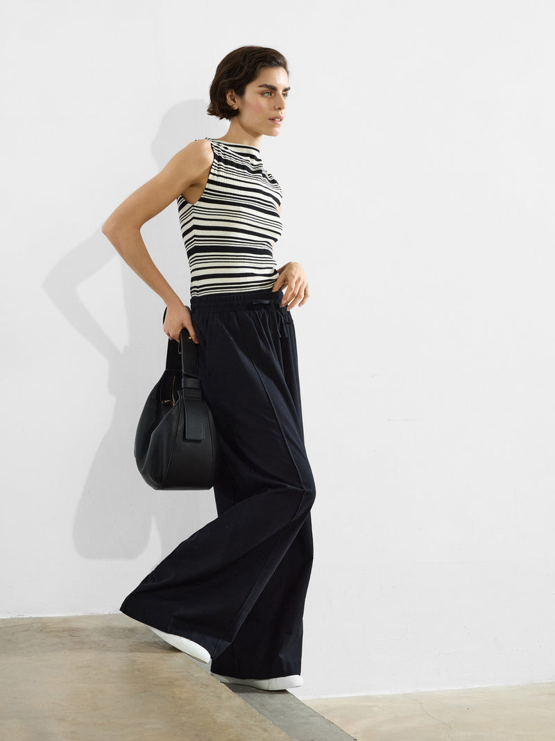 French Connection Clare Linen Blend Wide Leg Trousers Black