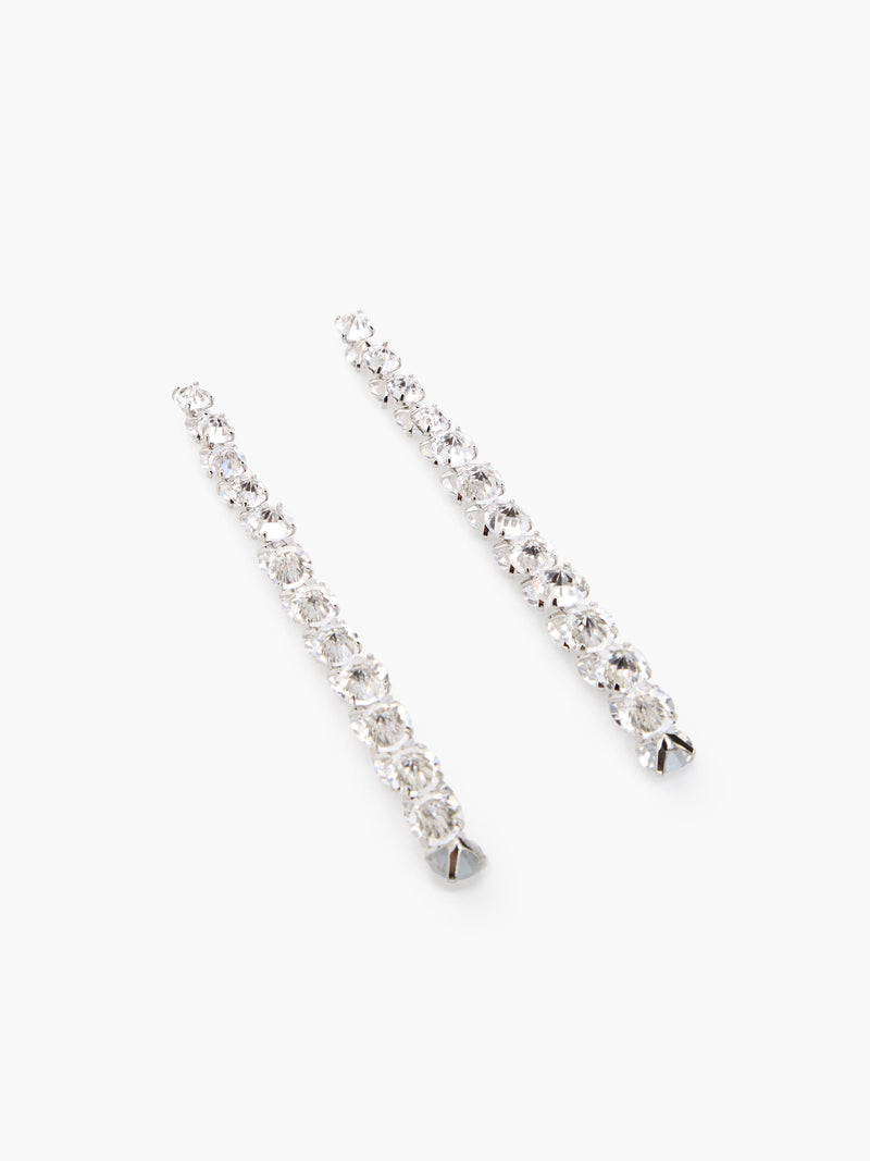 French Connection Cluster Crystal Long Earrings Silver