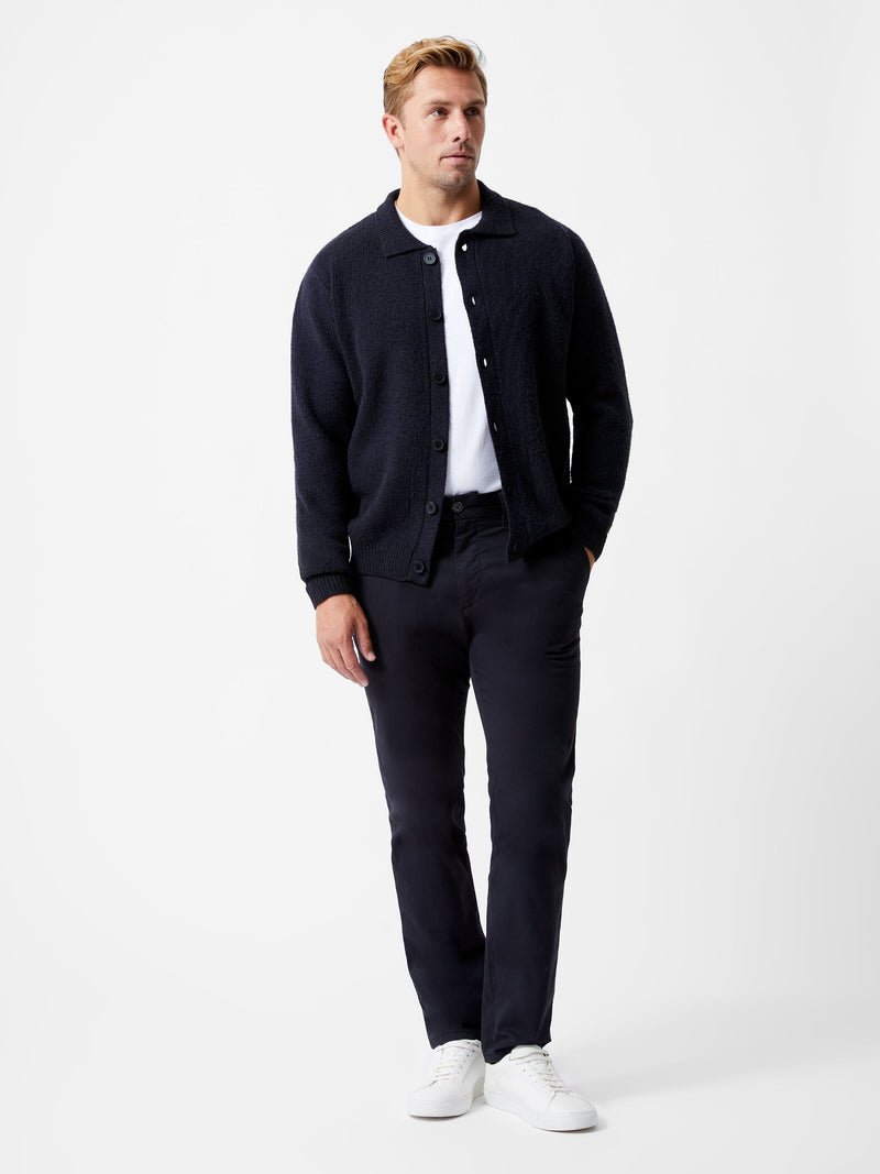 French Connection Collared Button-Down Knit Cardigan Marine