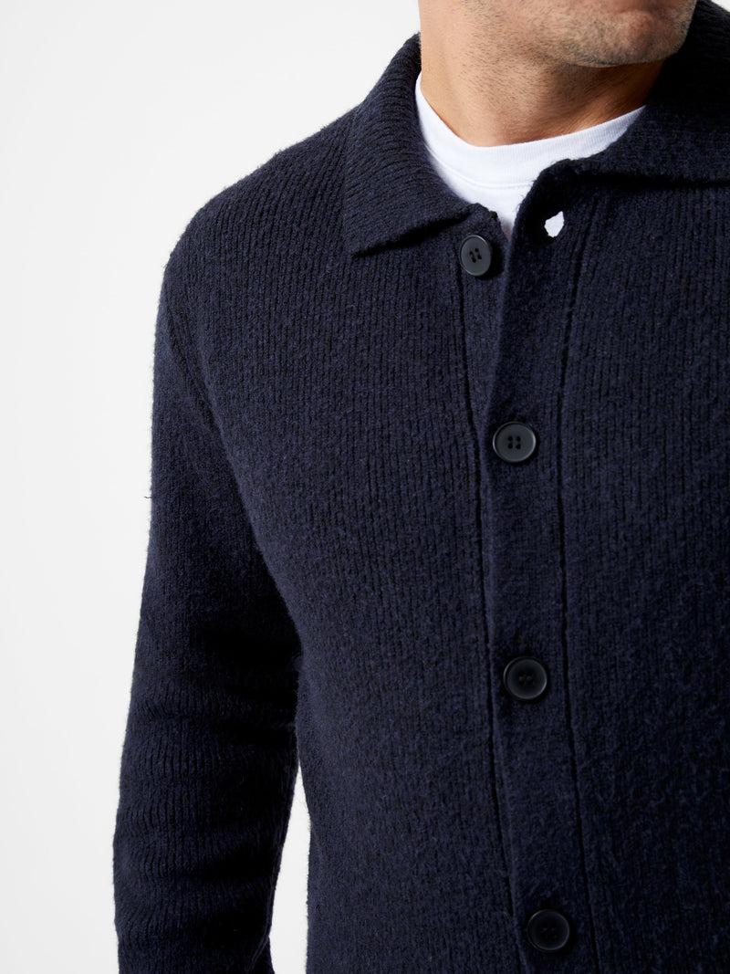 French Connection Collared Button-Down Knit Cardigan Marine