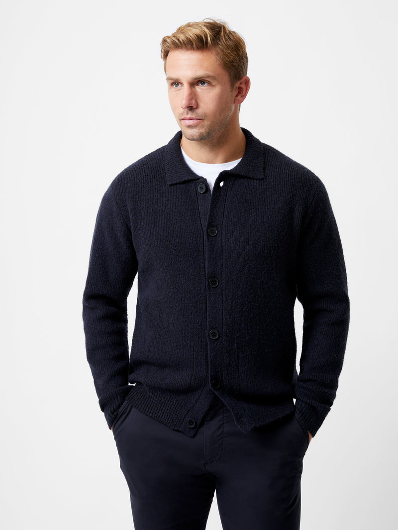 french connection Collared Button-Down Knit Cardigan Marine