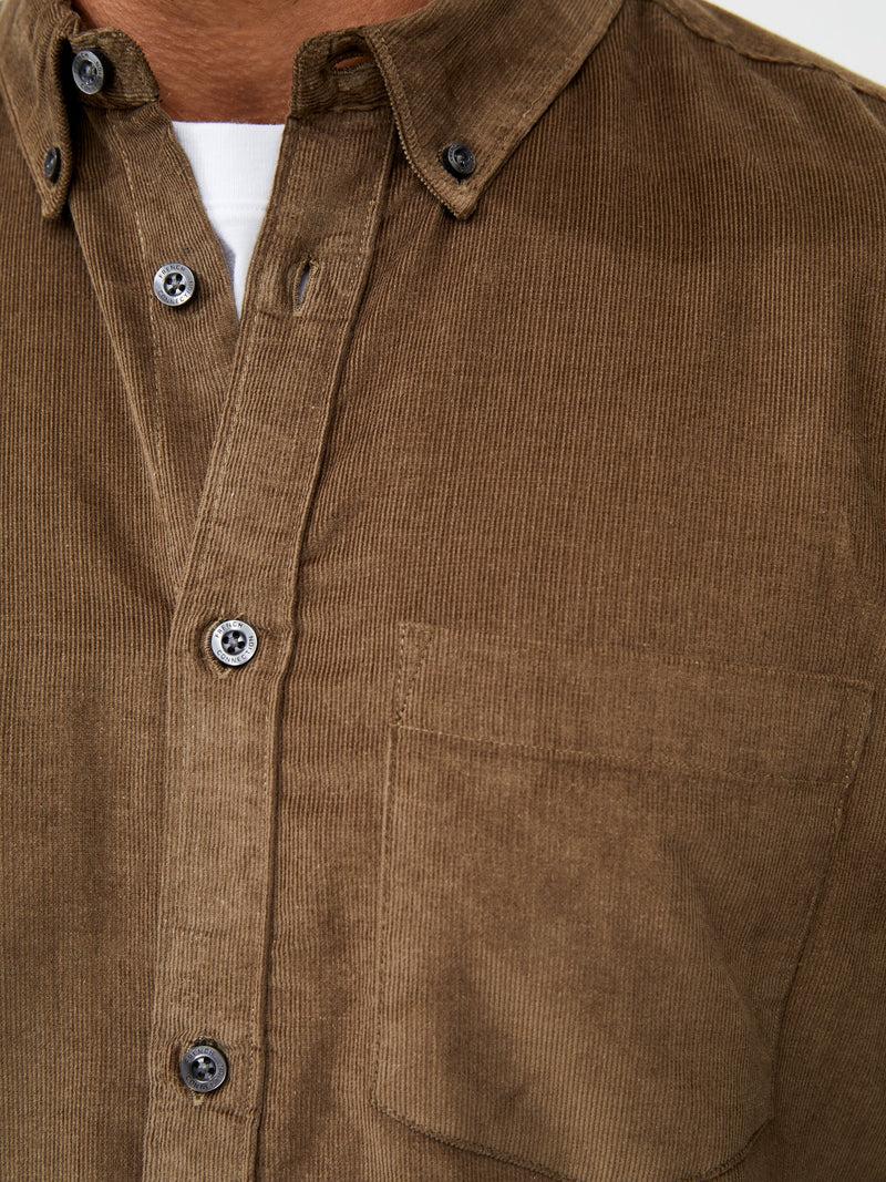 French Connection Cord Long Sleeve Oxford Shirt Khaki